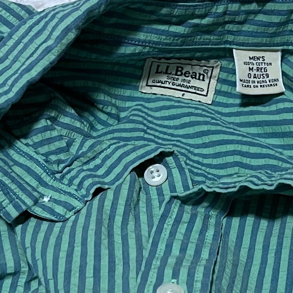 L.L. Bean Men’s Button Down Striped 100% Cotton Long Sleeve Shirt Blue Medium - Picture 4 of 6